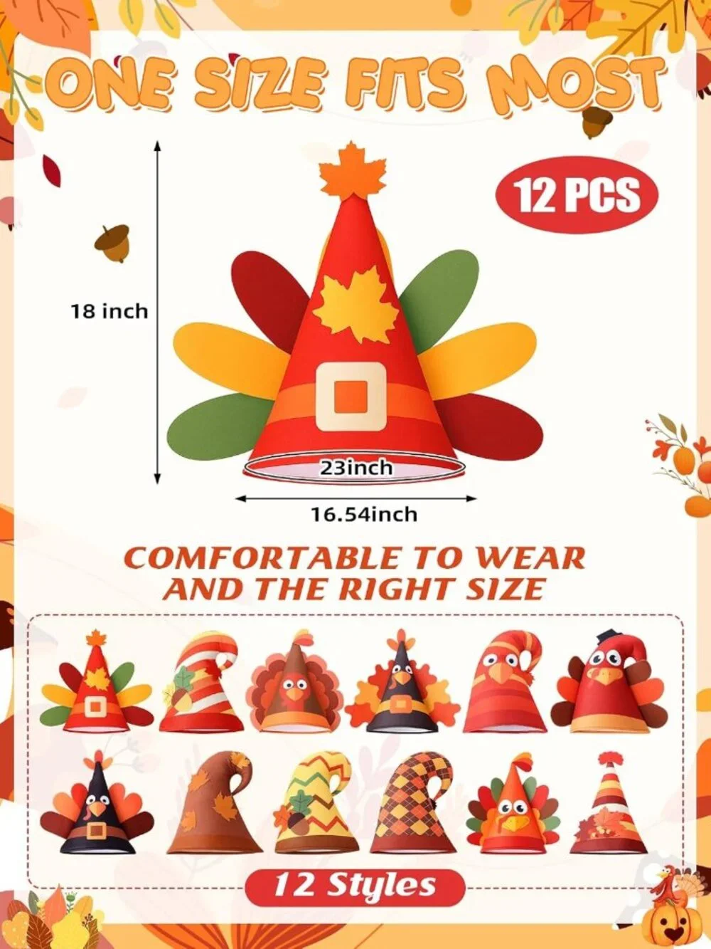 36 Pcs Turkey Party Props Set - Fun Felt Hats, Necklaces & Glasses for